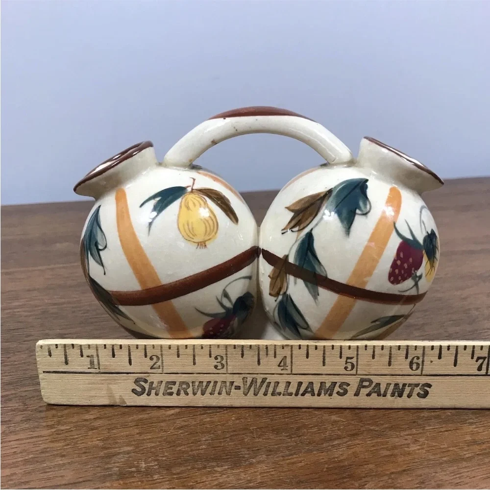 Vintage 40s Nasco Japan double ceramic vase strawberry pear